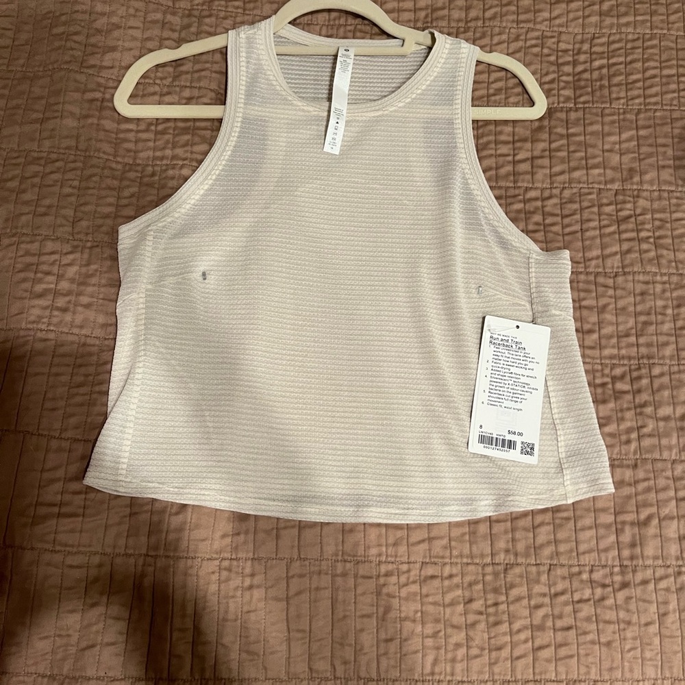 ❤️NWT Lululemon Run & Train Racerback Cream Textured Top💕